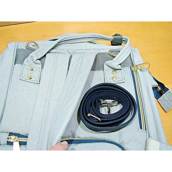 LeQueen Waterproof Backpack Diaper Bag Insulated Pockets Gray Large Capacity - Picture 9 of 10